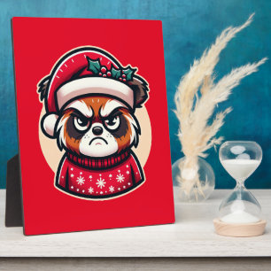 Grumpy Christmas Cat - Funny Festive Holiday Mood  Plaque