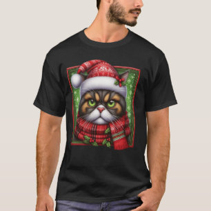 Grumpy Christmas Cat - Holiday Festive Angry Kitty T-Shirt