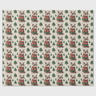 Grumpy Christmas Cat in Ugly Sweater Wrapping Paper