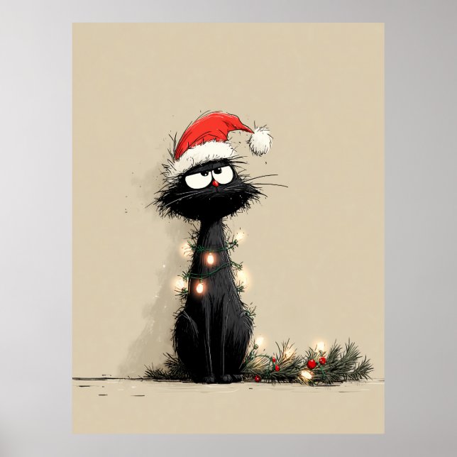 Grumpy Christmas Cat Mood Poster (Front)