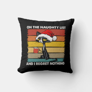 Grumpy Christmas Cat on the Naughty List Cushion