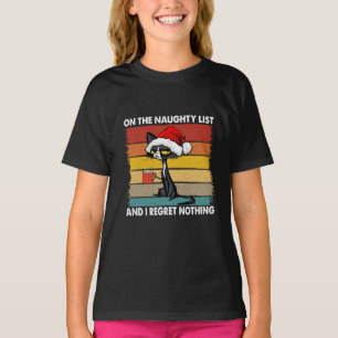 Grumpy Christmas Cat on the Naughty List T-Shirt