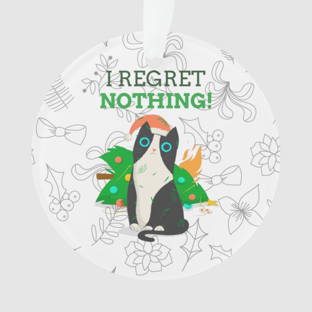 Grumpy Christmas Cat Ornament (Front)