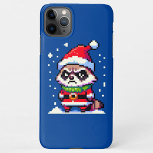 Grumpy Christmas Raccoon - Funny Pixel Art Holiday iPhone 11Pro Max Case