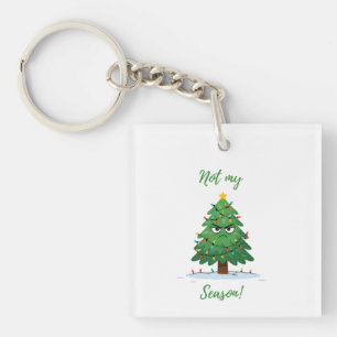 Grumpy Christmas Tree Cartoon – Funny "Not My Seas Key Ring