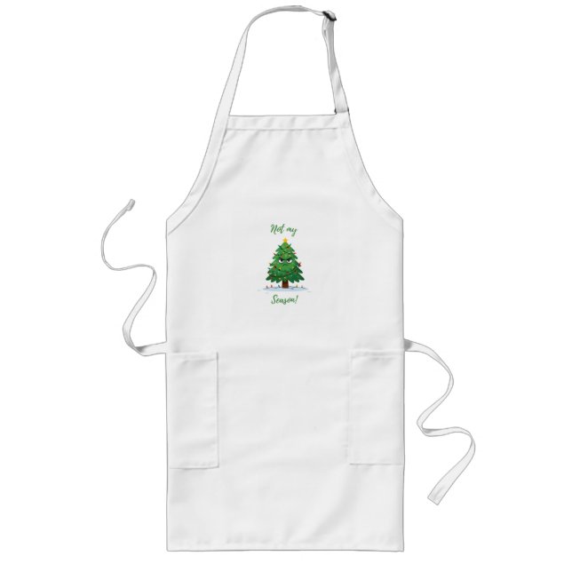 Grumpy Christmas Tree Cartoon – Funny "Not My Seas Long Apron (Front)