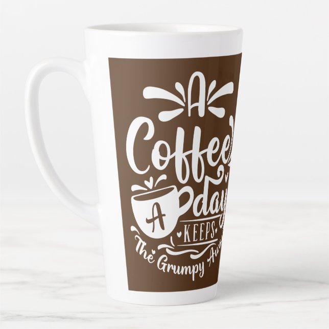 Grumpy Coffee Cat  Latte Mug (Left)
