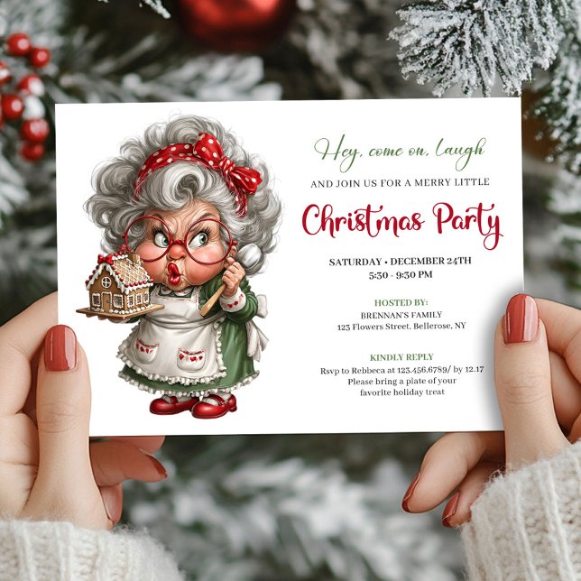 Grumpy Comic Grandma Cheerful Xmas Party Invite (Grumpy Comic Grandma Cheerful Xmas Party Invite)