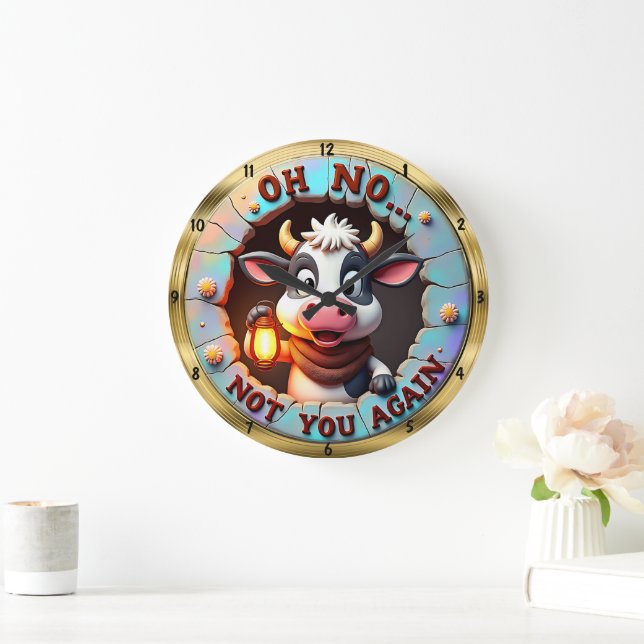 Grumpy Cow Humourous Welcome Large Clock (Home)
