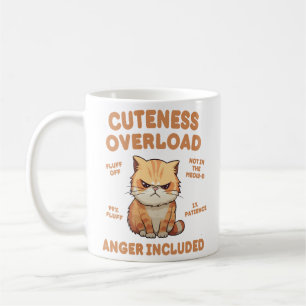 Grumpy Cute Cat Art – Funny Fluffy Angry Kitty Coffee Mug