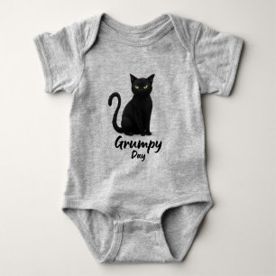 Grumpy Day with Black Cat Baby Bodysuit