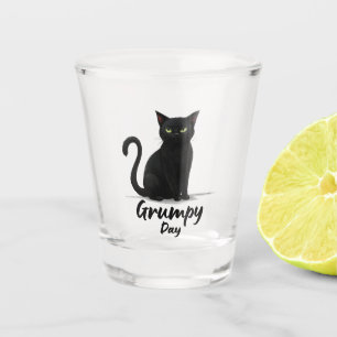Grumpy Day with Black Cat Shot Glass