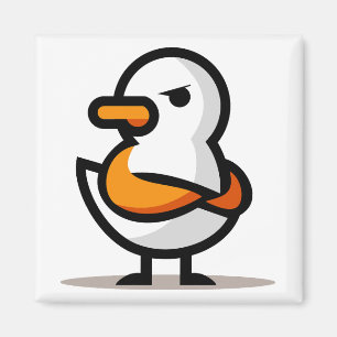 Grumpy Duck Minimalist Cartoon Mascot Magnet
