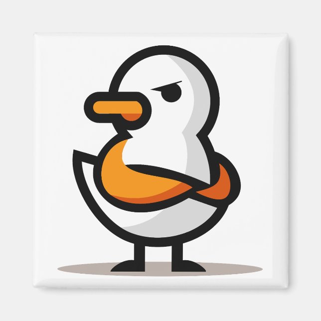  Grumpy Duck Minimalist Cartoon Mascot Magnet (Front)