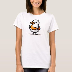  Grumpy Duck Minimalist Cartoon Mascot T-Shirt