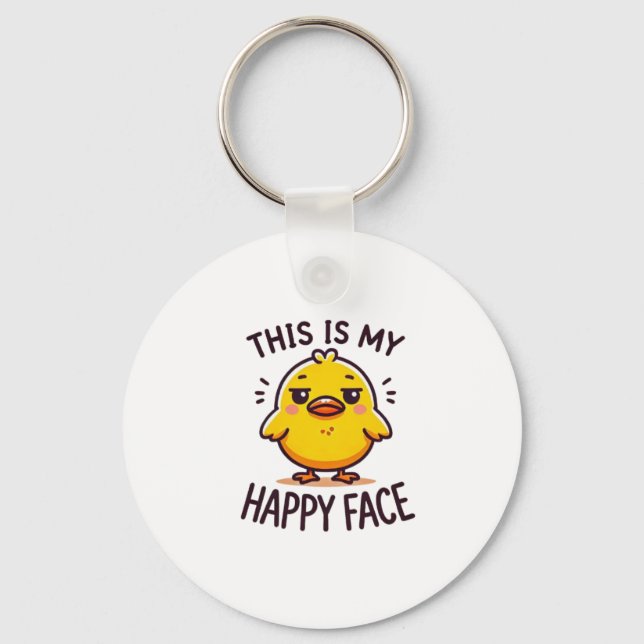 grumpy duck-this is my happy face funny  key ring (Front)