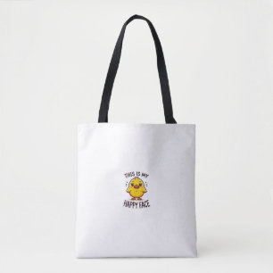 grumpy duck-this is my happy face funny tote bag