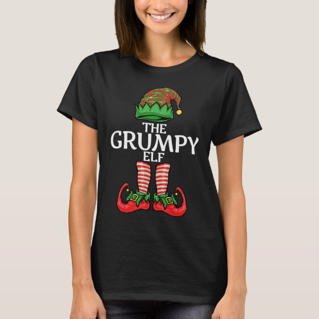 Grumpy Elf Christmas Family Matching T-Shirt (Front)