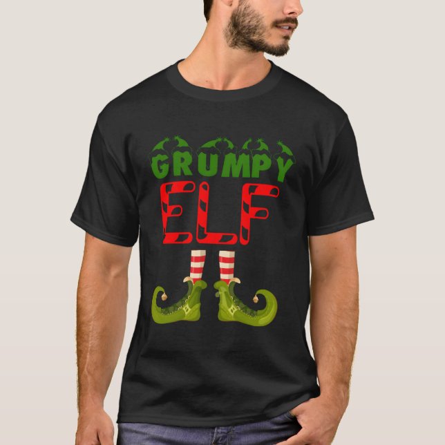 Grumpy Elf Funny Group Matching Family Pyjamas For T-Shirt (Front)