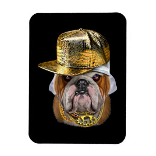Grumpy English Bulldog wearing Hip Hop Rapper Magnet