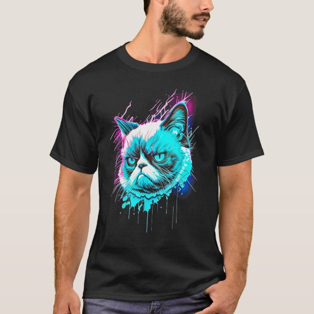 Grumpy Face Funny Cat Graphic Cat Lovers Kitten Fa T-Shirt (Front)