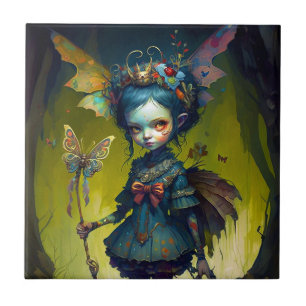 Grumpy Fairy Pixie Fantasy Art Ceramic Tile