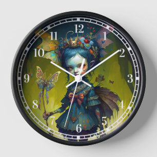 Grumpy Fairy Pixie Fantasy Art Clock