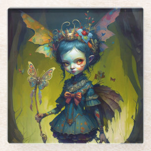 Grumpy Fairy Pixie Fantasy Art Glass Coaster