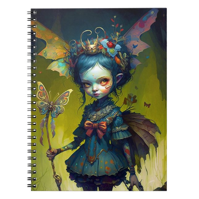 Grumpy Fairy Pixie Fantasy Art Notebook (Front)