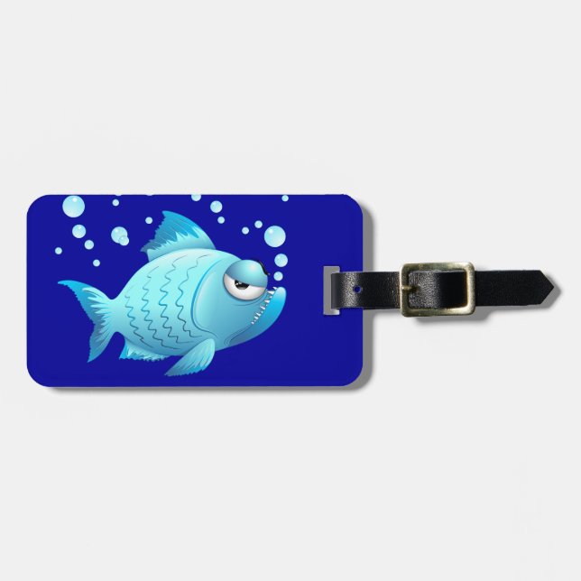 Grumpy Fish Cartoon Luggage Tag (Front Horizontal)