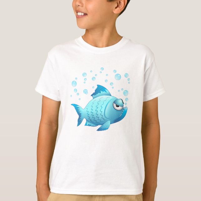 Grumpy Fish Cartoon T-Shirt (Front)