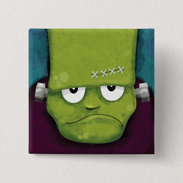 Grumpy Frankenstein | Halloween Novelty 15 Cm Square Badge (Front)