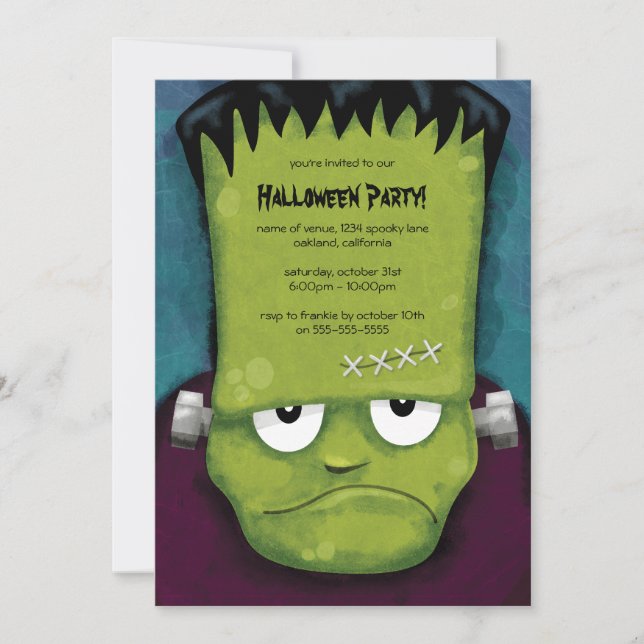 Grumpy Frankenstein Halloween Party Invitation (Front)