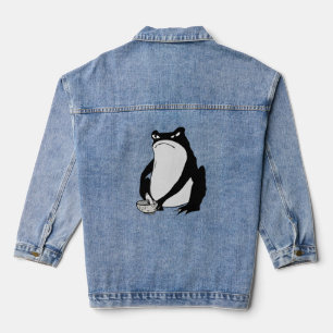 Grumpy Frog drawing Japanese art by Matsumoto Hoji Denim Jacket
