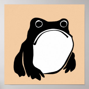 Grumpy Frog drawing Japanese art by Matsumoto Hoji Poster