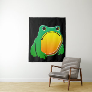 Grumpy Frog drawing Japanese art by Matsumoto Hoji Tapestry