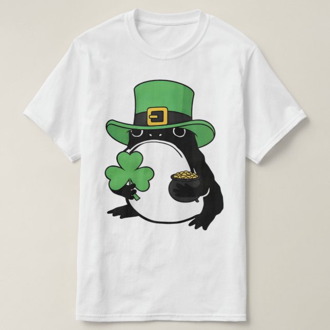 Grumpy Frog Japanese St. Patricks Day Shamrock T-Shirt (Design Front)