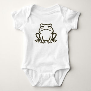 Grumpy Frog – Minimalist Brushstroke Mood on Baby Bodysuit