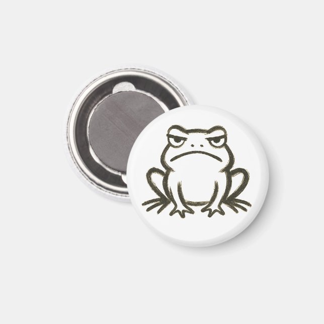 Grumpy Frog – Minimalist Brushstroke Mood on Magnet (Front/Back)
