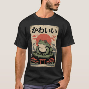 Grumpy Frog Retro Woodblock Vintage Ukiyo Japanese T-Shirt