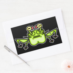 Grumpy Frog Weird Cartoon Creature Rectangular Sticker