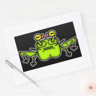 Grumpy Frog Weird Cartoon Creature Rectangular Sticker
