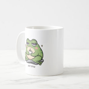 Grumpy Frog with a Tiny Cup of Coffee