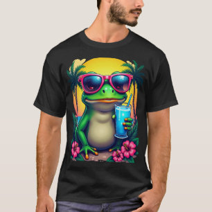 Grumpy Frog Y2K Flip Phone Slushie Vaporwave Tropi T-Shirt