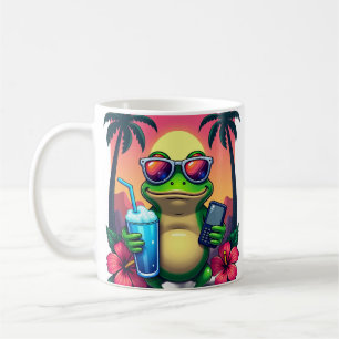 Grumpy Frog Y2K Vaporwave Tropical Retro 2002 Flip Coffee Mug