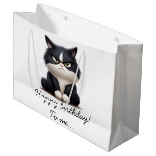 Grumpy funny cat  large gift bag