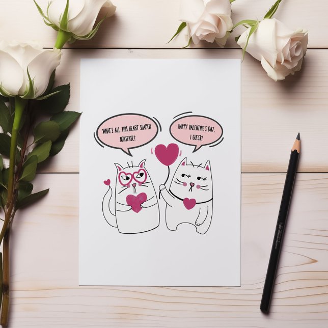 Grumpy Funny Sarcastic Cat Valentines Day  Holiday Card (Creator Uploaded)