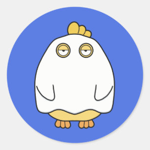Grumpy Ghost Chick Classic Round Sticker