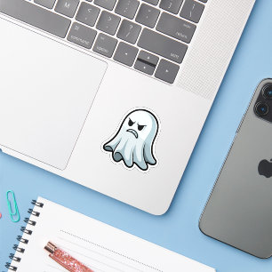 Grumpy Ghost Sticker – Angry Cute Boo