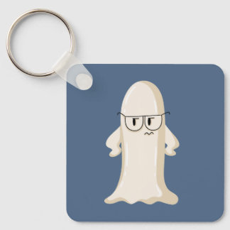 Grumpy Ghost with Glasses Key Ring